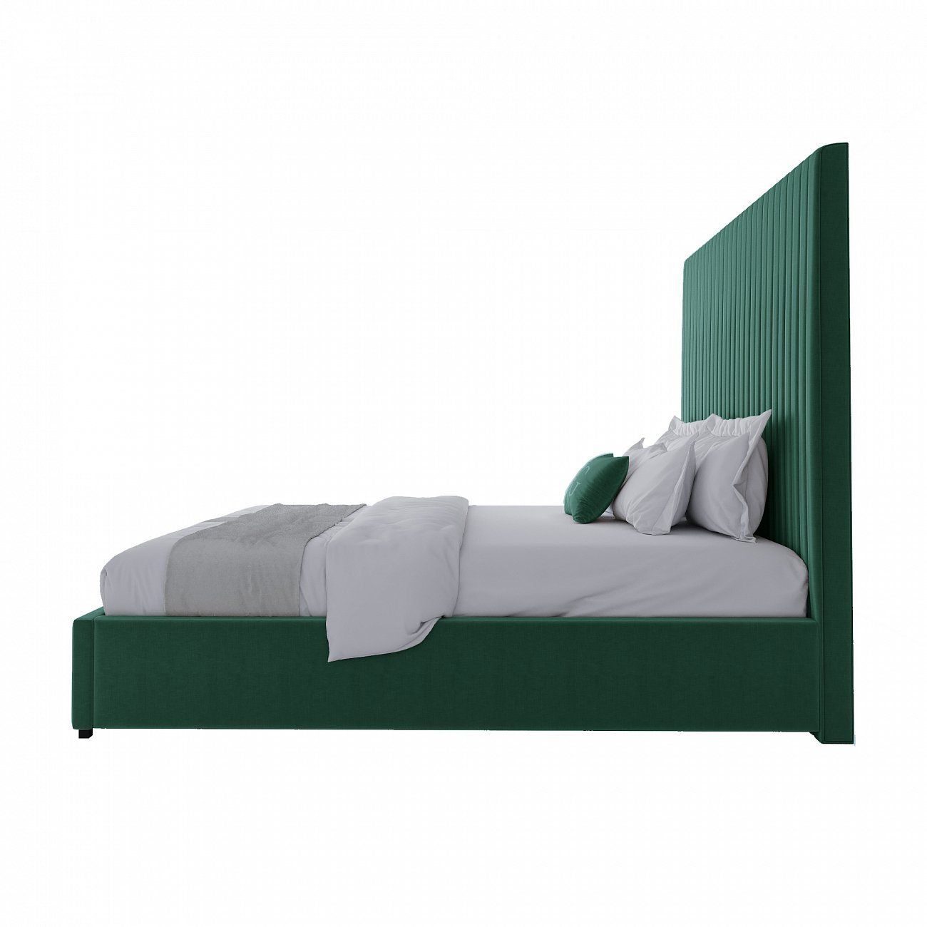 Double bed with upholstered headboard 180x200 cm green forest Mora