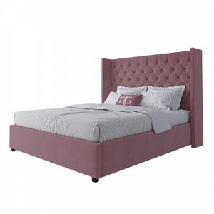 Кровать двуспальная с мягким изголовьем 160х200 см пыльная роза Wing-2