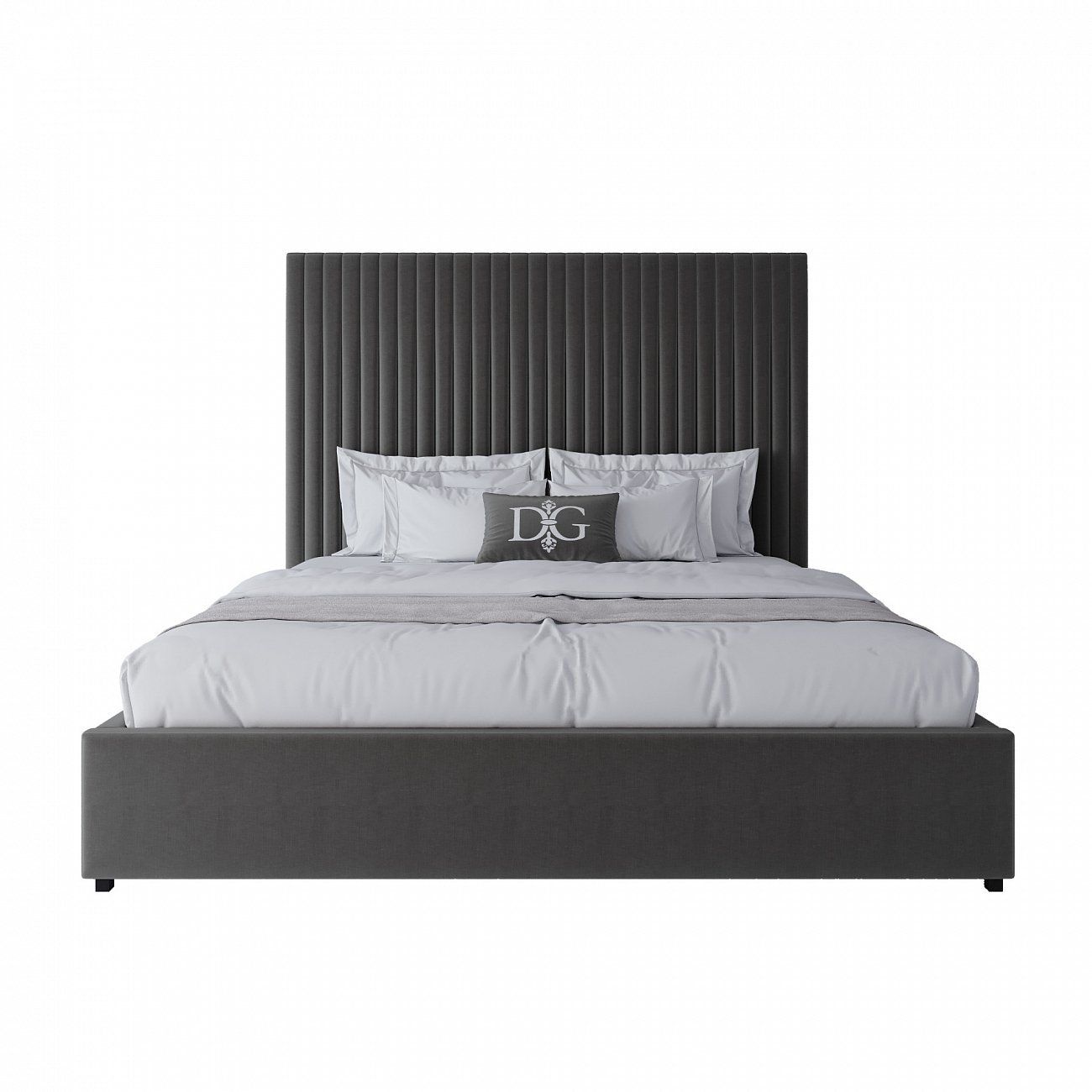 Double bed 180x200 cm dark gray Mora