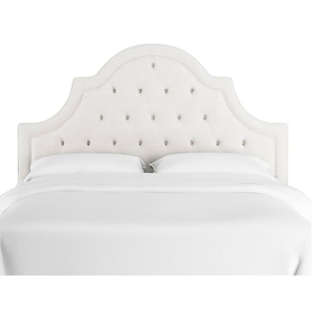 Double bed 180x200 white with carriage tie Harvey Tufted White