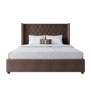 Double bed with upholstered headboard 180x200 cm brown Wing
