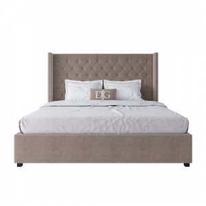 Кровать двуспальная с мягким изголовьем 180х200 см бежевая Wing