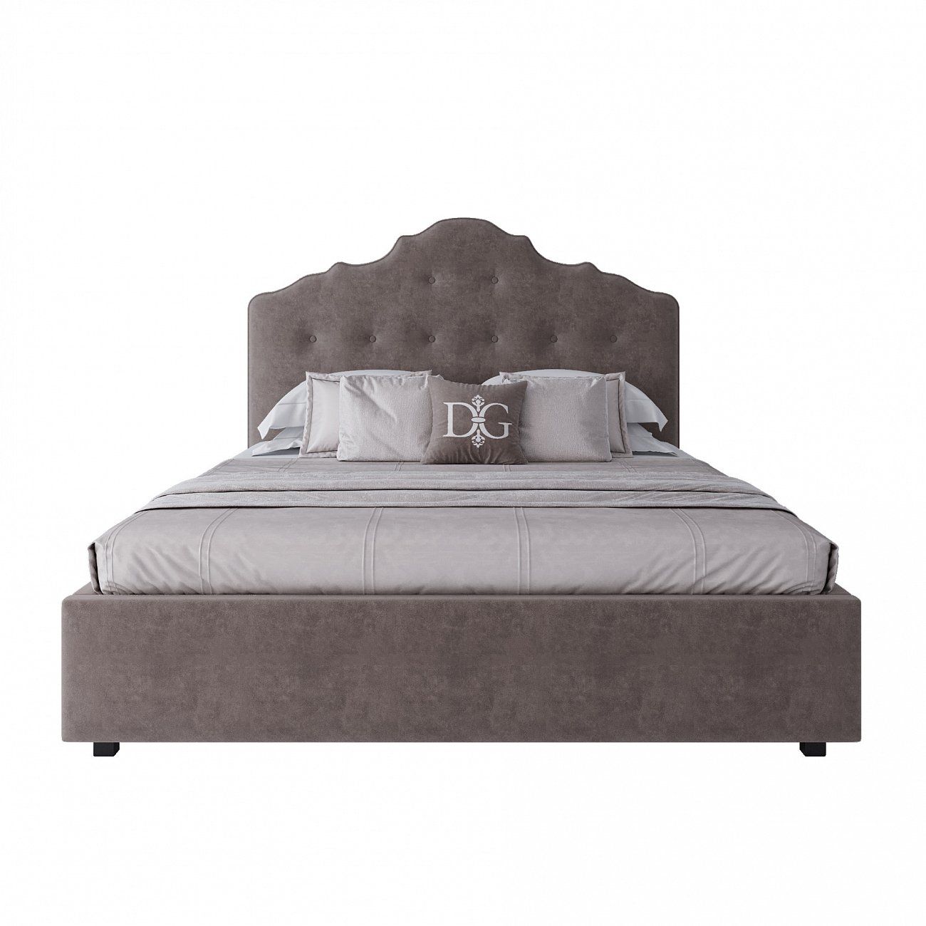 Double bed 160x200 grey-brown Palace