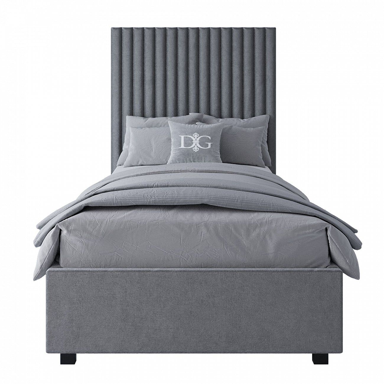 Single bed 90x200 Mora velour grey P