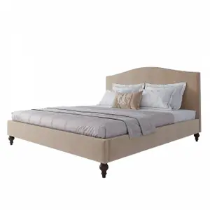 Кровать двуспальная 180х200 см бежево-розовая Fleurie