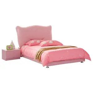 Single Bed 90x200 Pink Leather Kitty pink