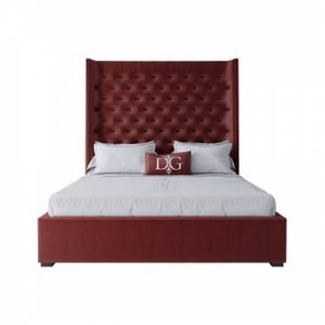 Кровать двуспальная 160х200 красная из велюра Jackie King