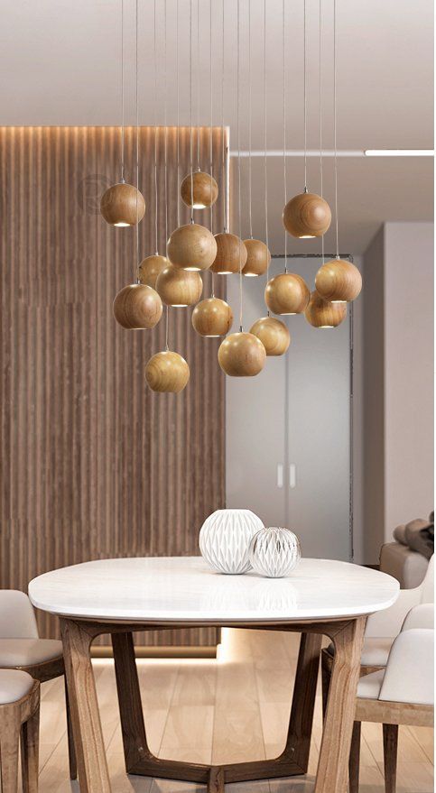 Pendant lamp Lofter Wooden Sphere by Romatti