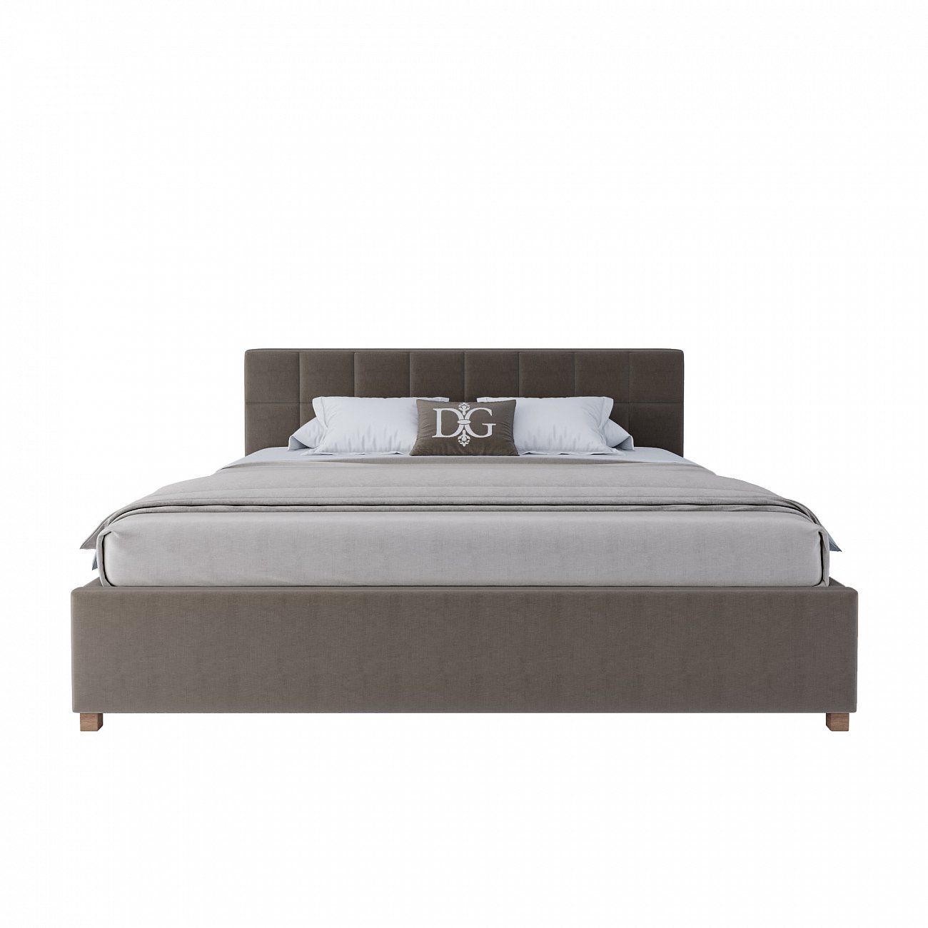Кровать двуспальная 180х200 см серо-коричневая Wales