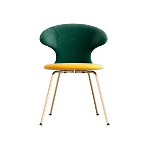 Time Flies chair, brass legs, velour upholstery/ polyester yellow/green