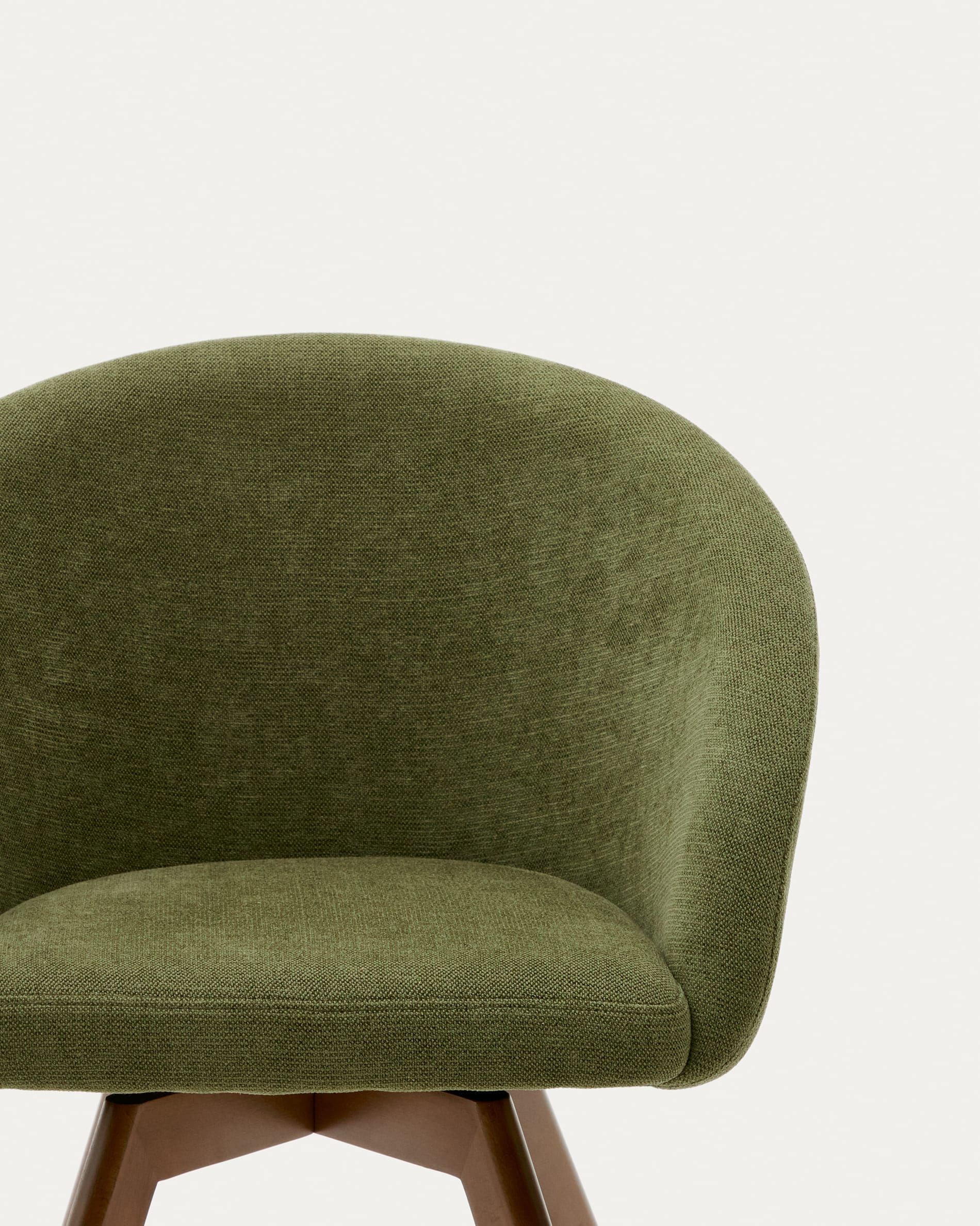 Marvin Поворотный стул из зеленой синели с ножками из ясеня Marvin