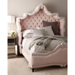 Кровать двуспальная 180х200 розовая с каретной стяжкой Imperial