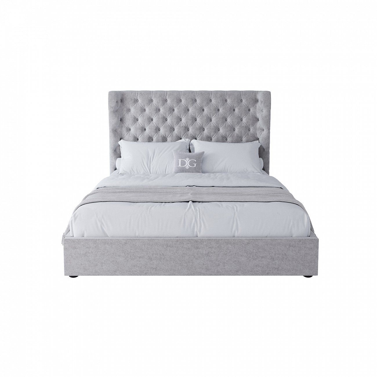 Double bed 180x200 cm cream Henbord, straight base