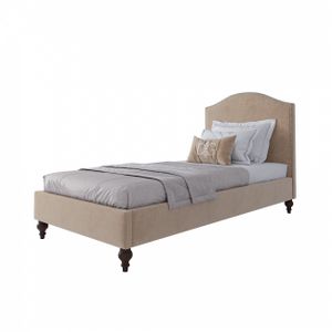 Кровать односпальная с мягким изголовьем 90х200 см бежево-розовая Fleurie