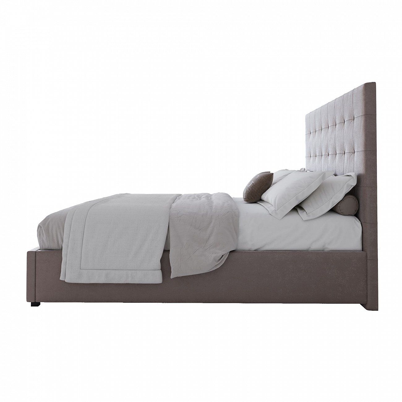 Кровать двуспальная с мягким изголовьем 160х200 см коричневая Royal Black