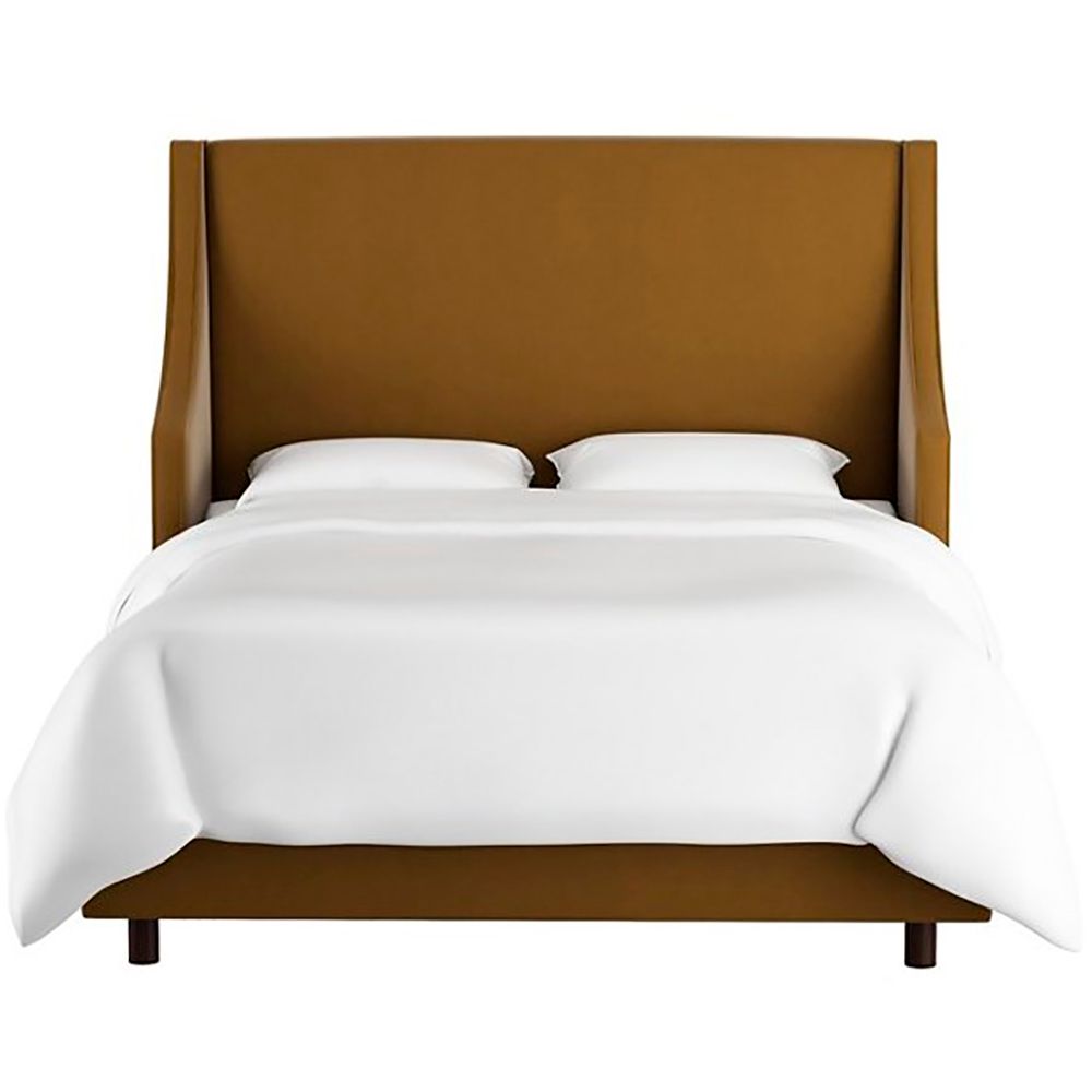 Double bed 180x200 cm brown Davis Wingback Sand Velvet