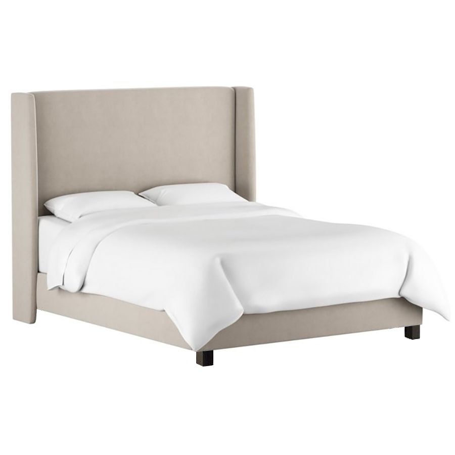 Double bed 160x200 cm beige Kelly Wingback Gray Velvet