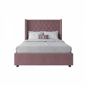 Semi-double teenage bed with a soft headboard 140x200 cm dusty rose Wing-2