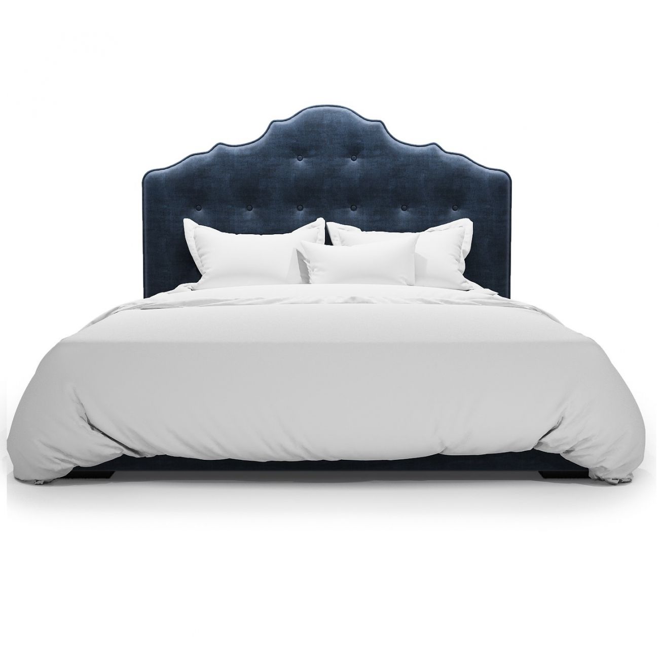 Double bed with upholstered backrest 160x200 dark blue Annabelle