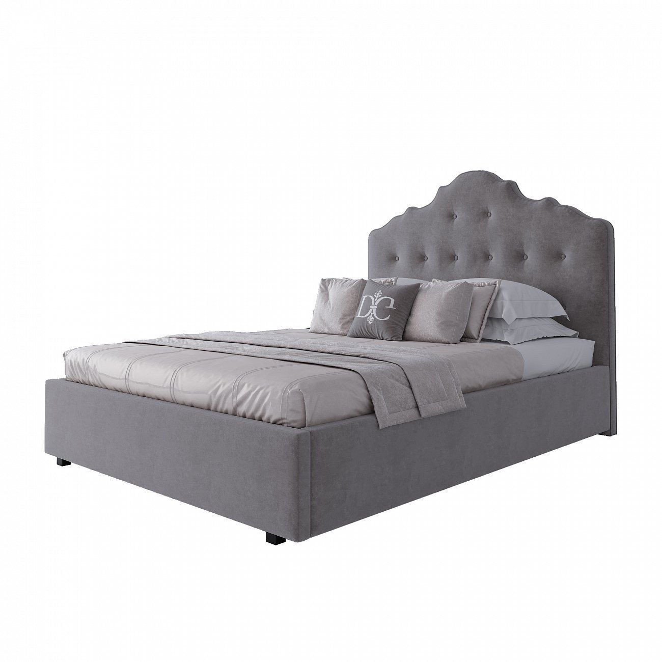 Teenage bed made of velour 140x200 grey Palace