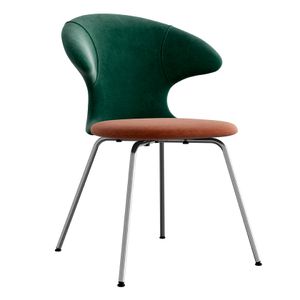 Time Flies chair, legs chrome, upholstery velour/ polyester brown/green
