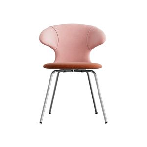 Time Flies chair, legs chrome, upholstery velour/ polyester brown/pink