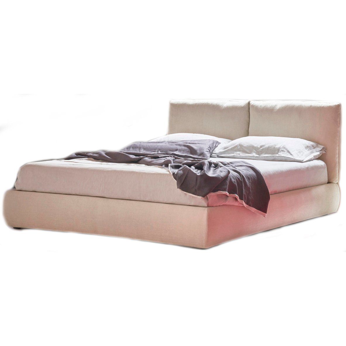 Single bed with upholstered headboard 90x200 cm beige Bubble