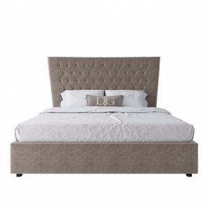 Кровать двуспальная с мягким изголовьем 180х200 см бежевая QuickSand