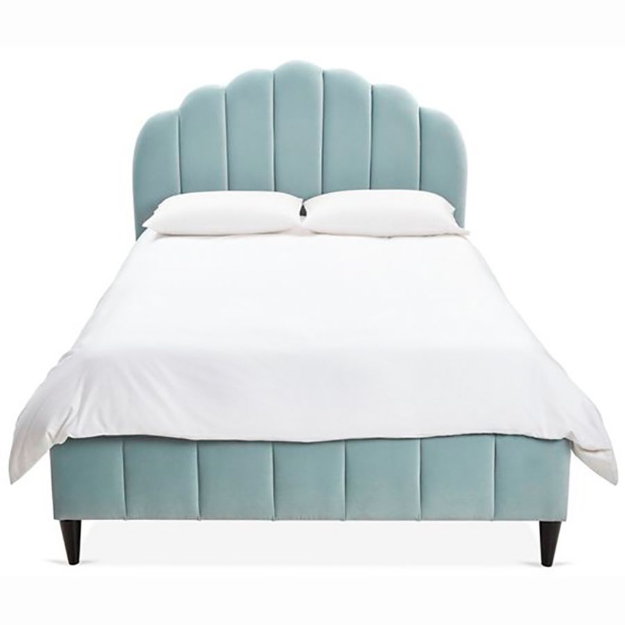 Double bed 160x200 blue Sutton Scalloped