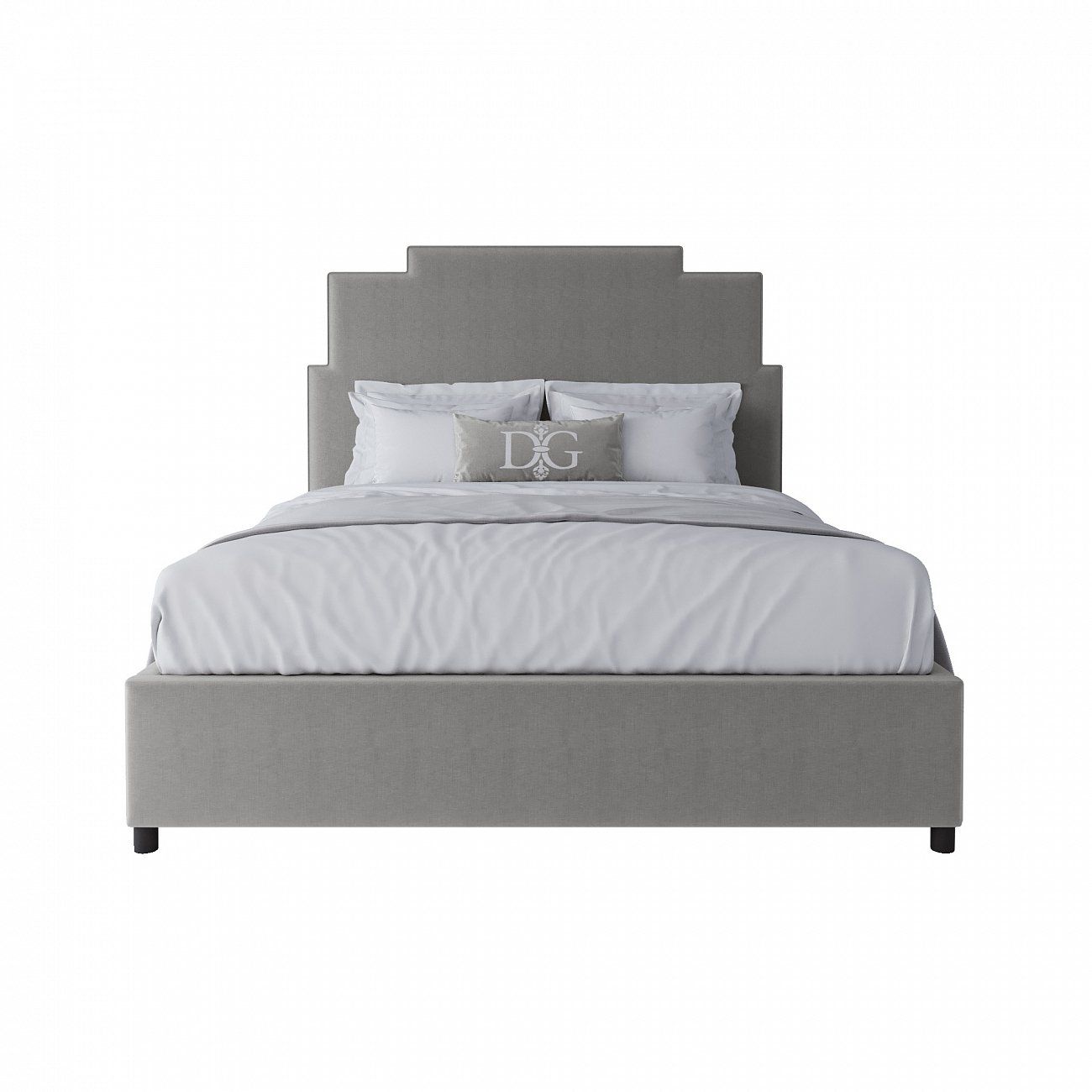 Double bed 160x200 grey Paxton Gray Linen