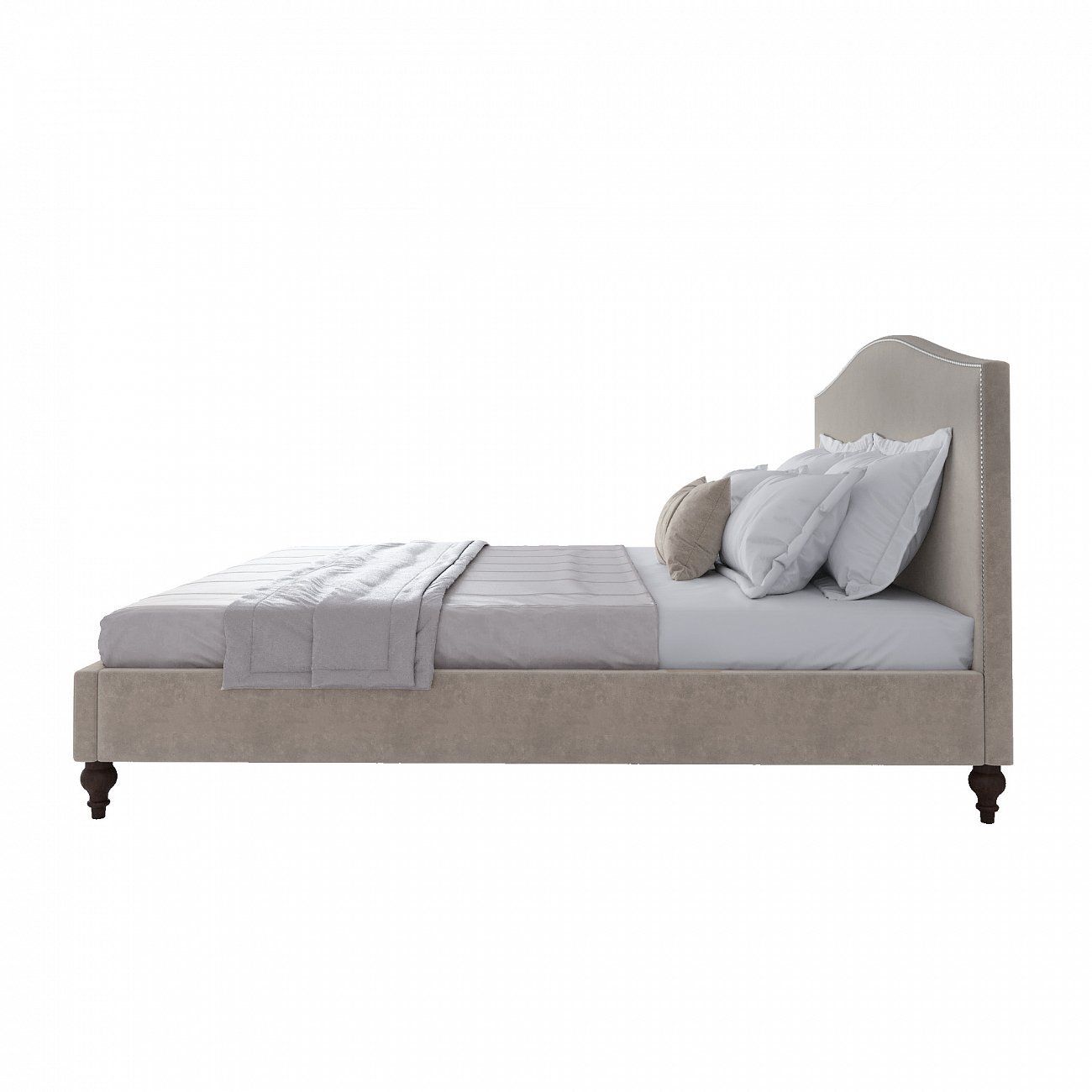 Кровать двуспальная с мягким изголовьем 180х200 см бежевая Fleurie