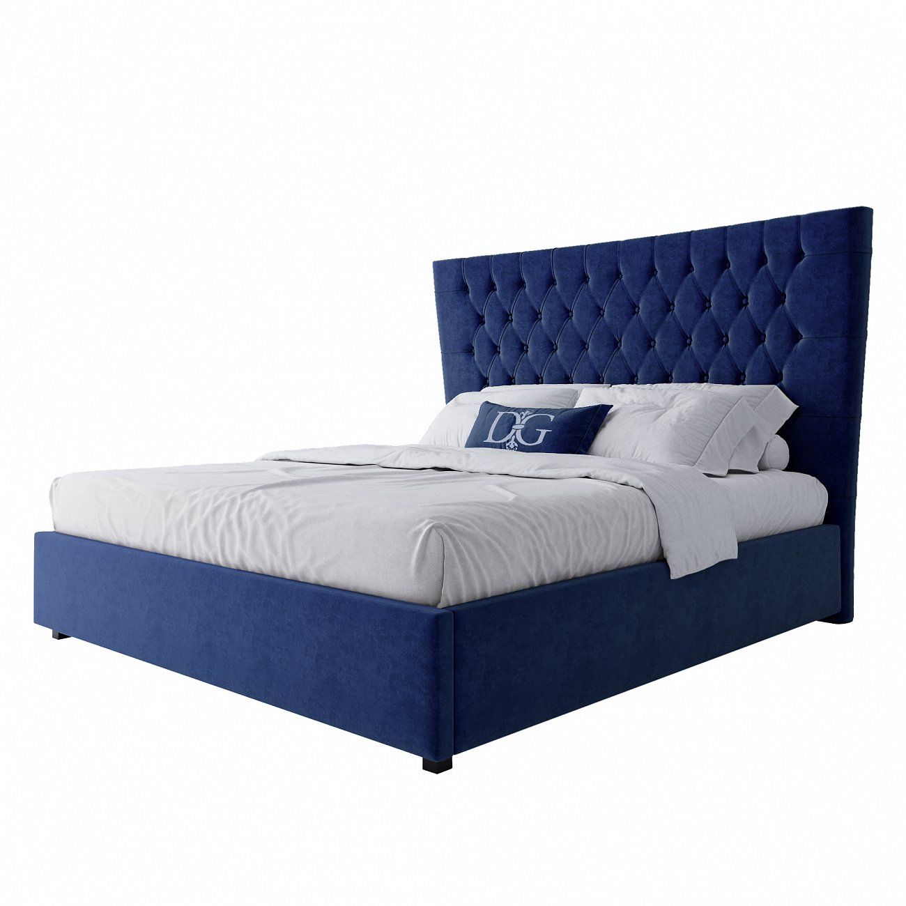 Double bed 180x200 blue velour QuickSand