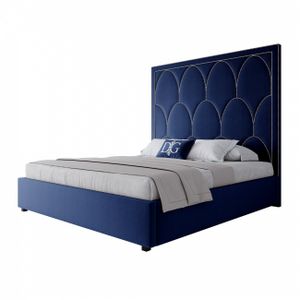 Кровать двуспальная 180х200 см синяя Petals Queen