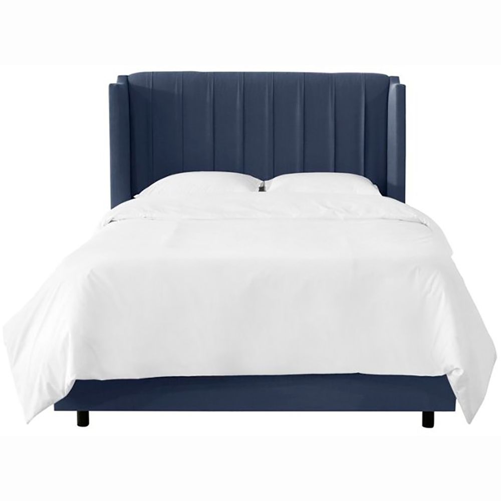 Кровать двуспальная 180x200 синяя Margo Wingback
