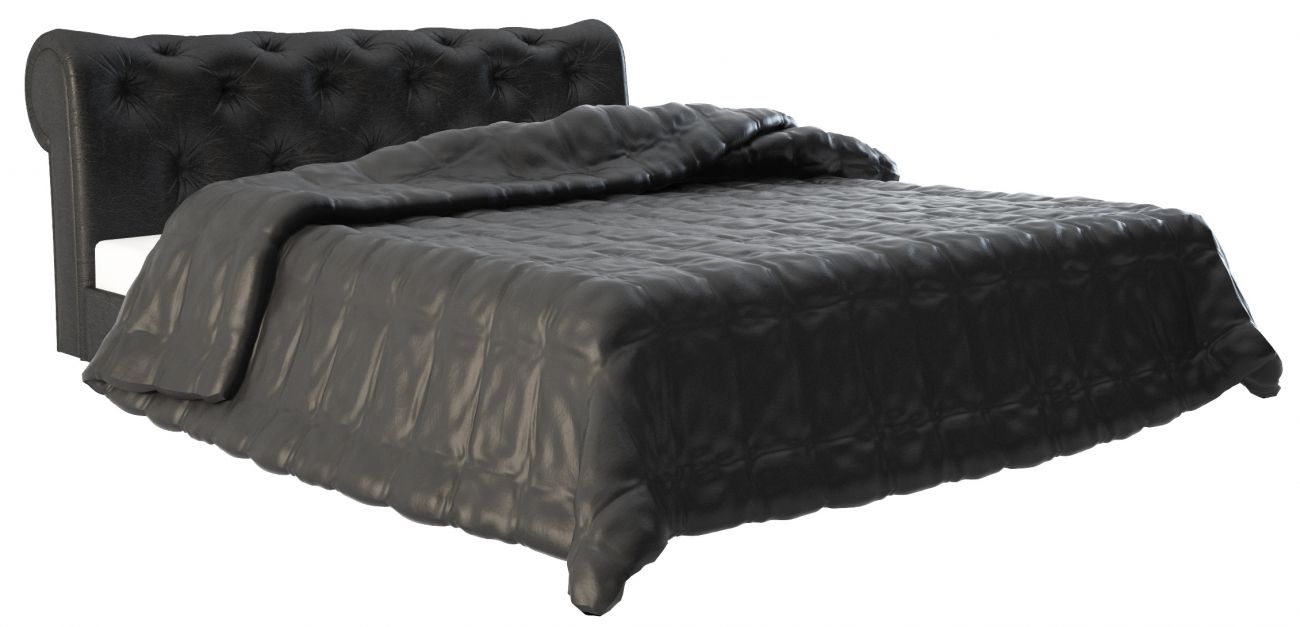 Кровать двуспальная 160х200 черная из экокожи Adelle