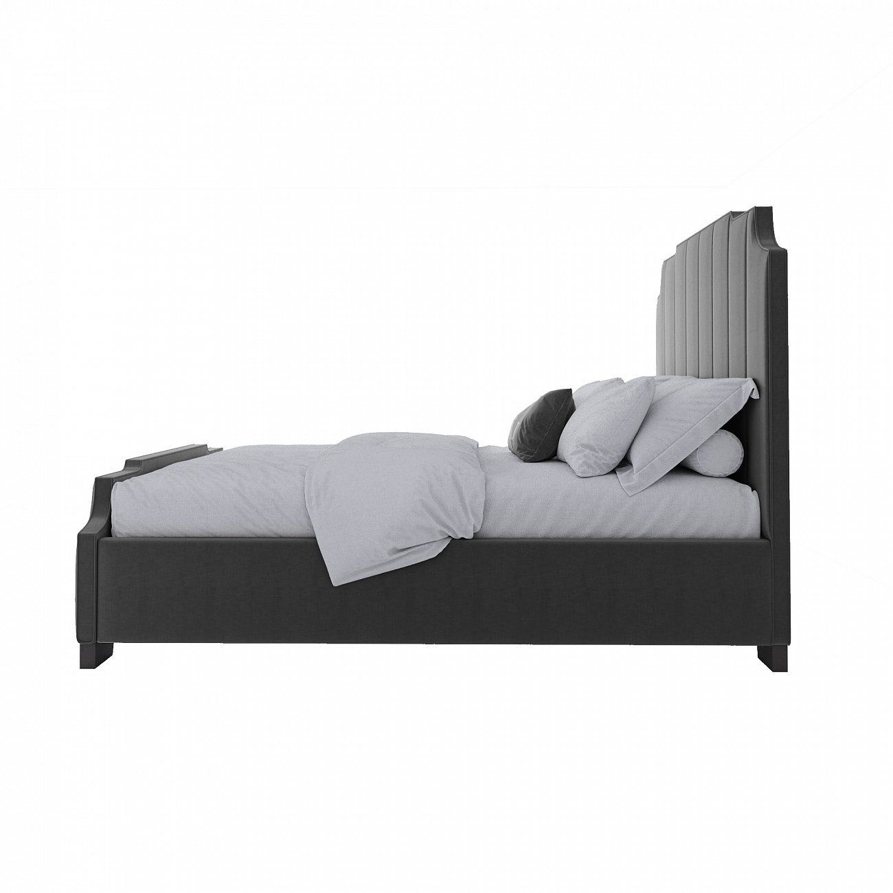 Bony double bed with upholstered headboard 160x200 cm black