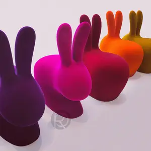 Дизайнерский пластиковый стул RABBIT Velvet by Qeeboo