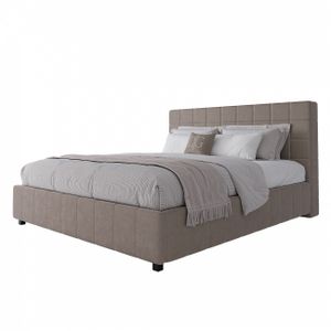 Double bed with upholstered headboard 180x200 cm beige Shining Modern