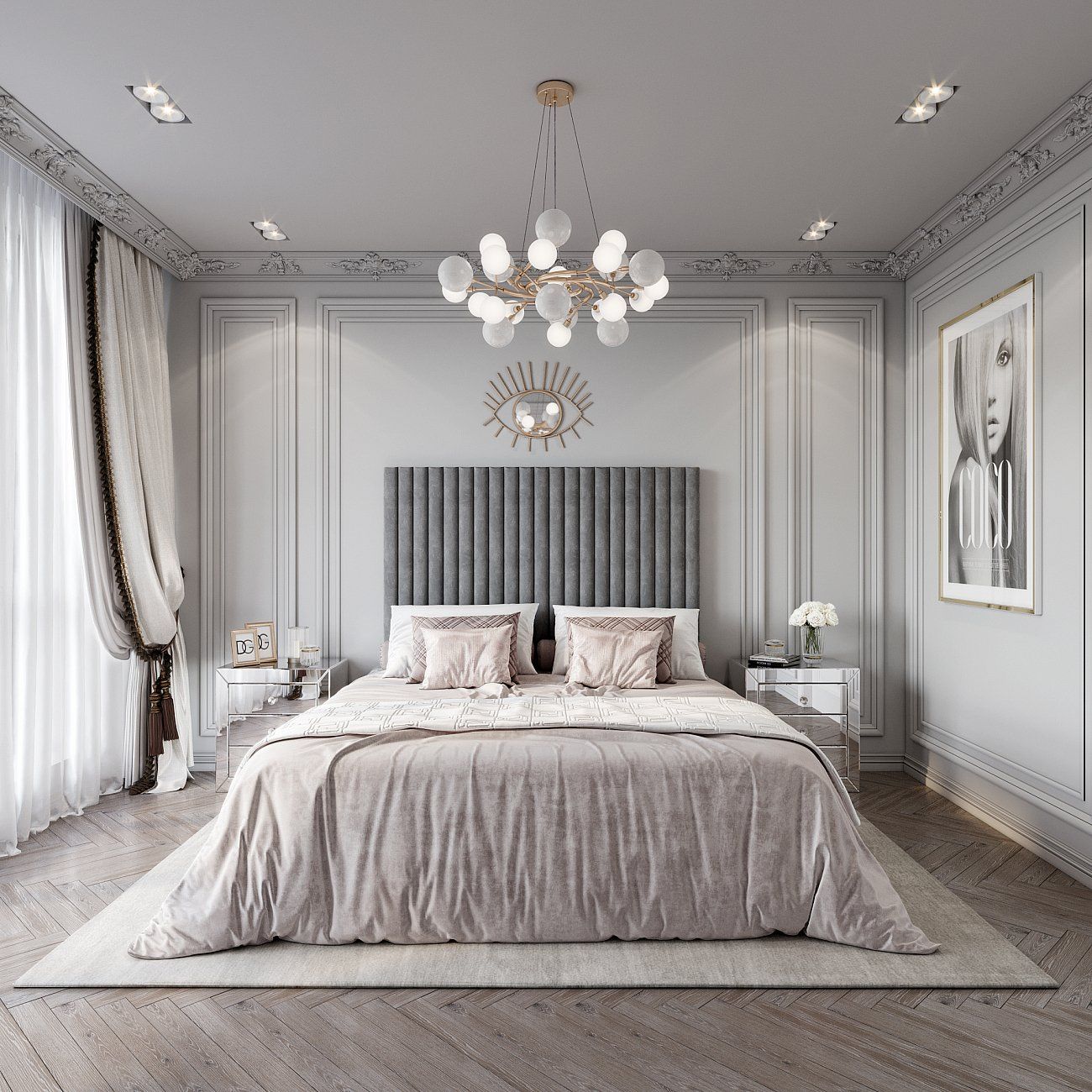 Double bed 180x200 cm gray-beige Mora