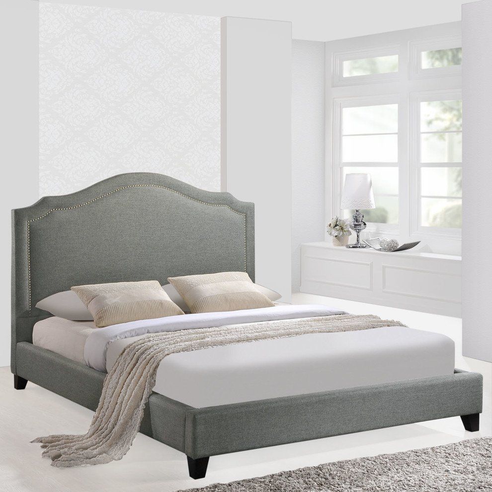 Кровать двуспальная 160х200 см серая Cassis Upholstered