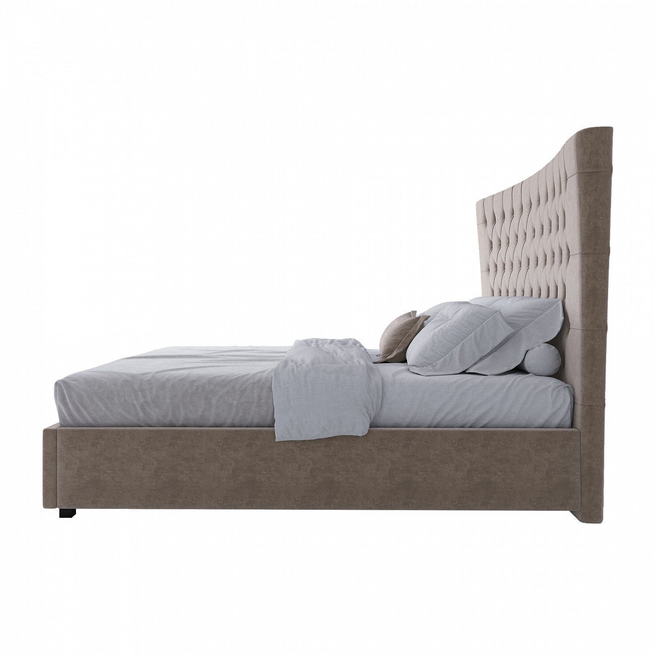 Double bed with upholstered headboard 180x200 cm beige QuickSand
