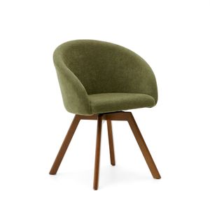 Marvin Поворотный стул из зеленой синели с ножками из ясеня Marvin