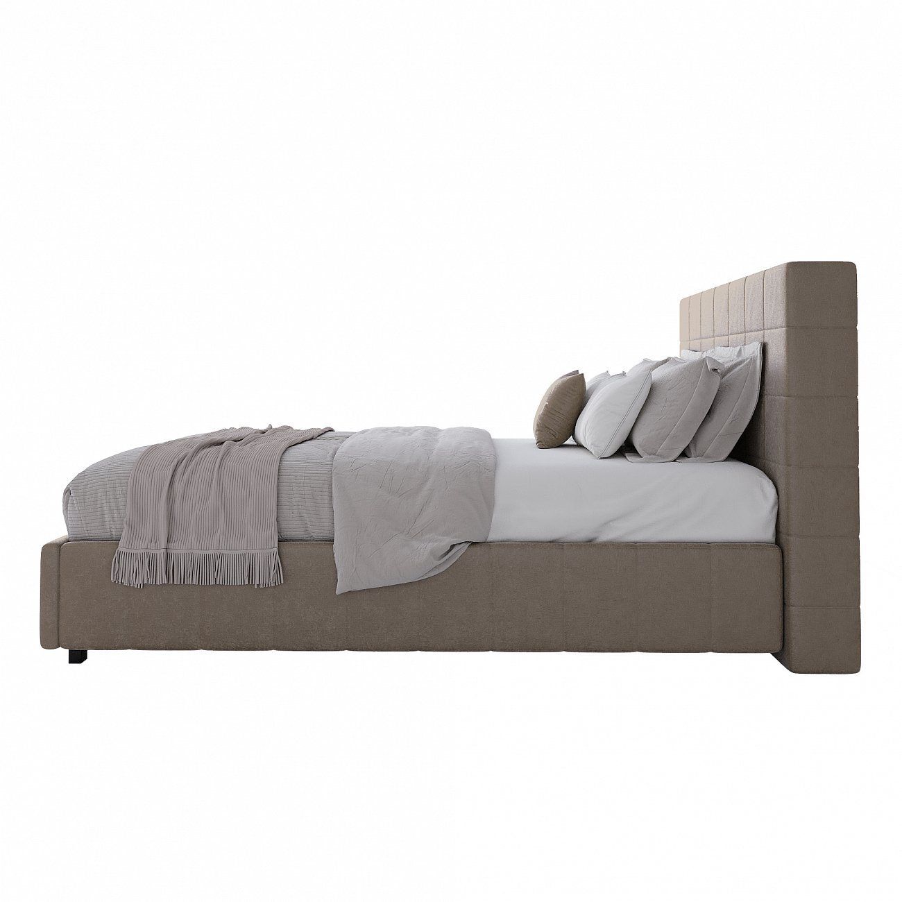 Teenage bed with a soft backrest 140x200 beige Shining Modern