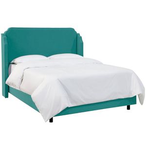Double bed with upholstered backrest 160x200 cm green Aurora Wingback Teal