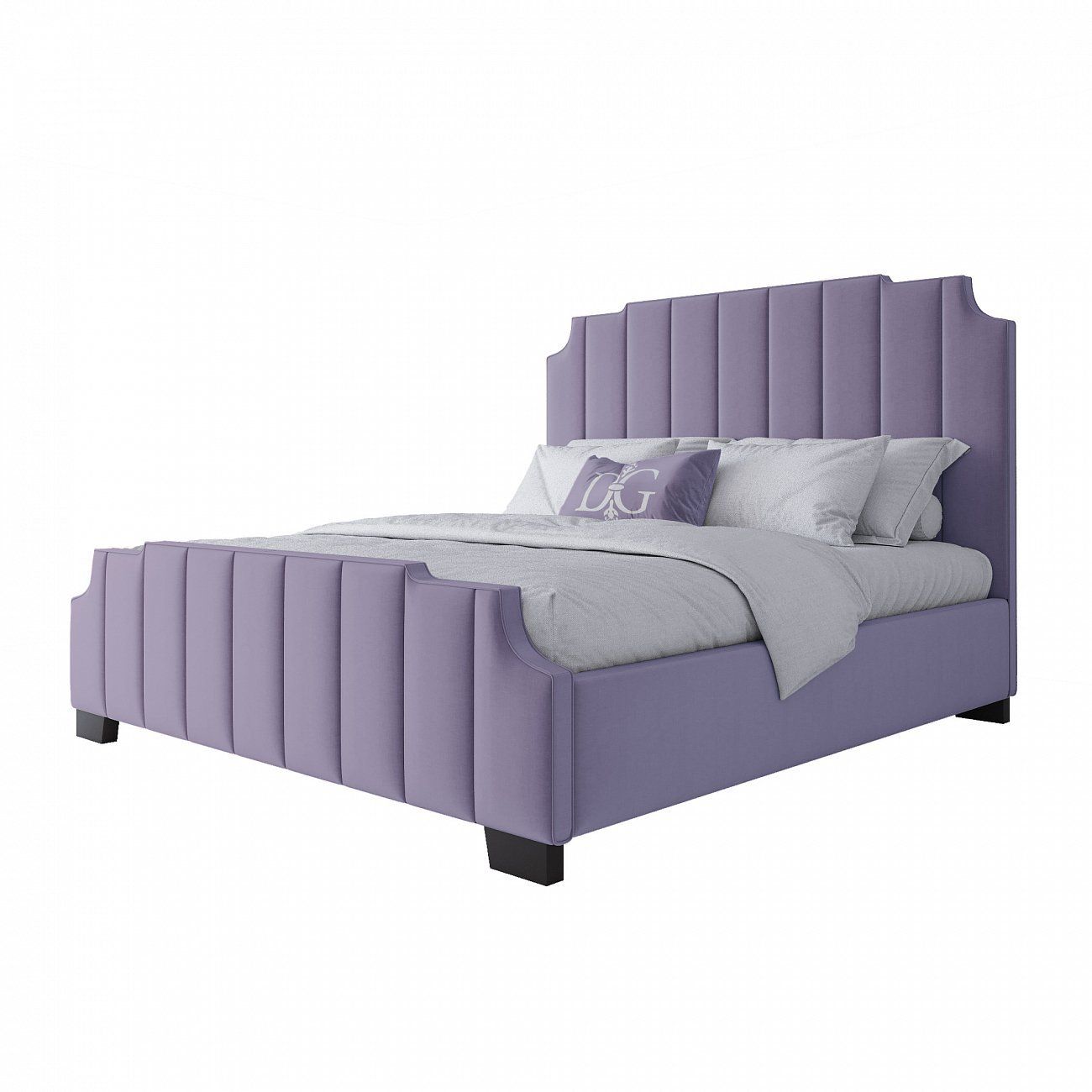 Double bed with upholstered headboard 180x200 cm purple Bony