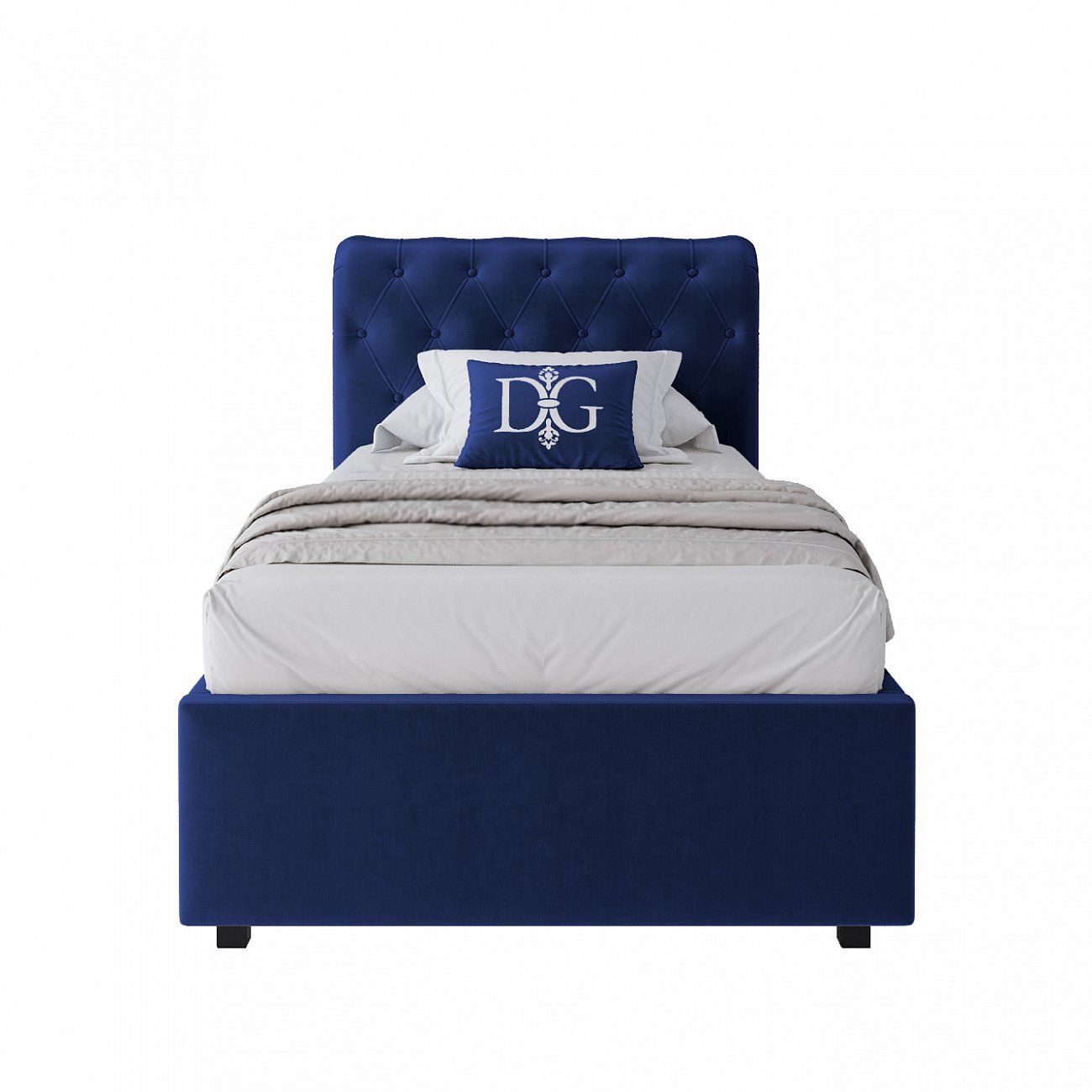 Single bed 90x200 Sweet Dreams velour blue P