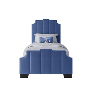 Bony single bed with upholstered headboard 90x200 cm blue