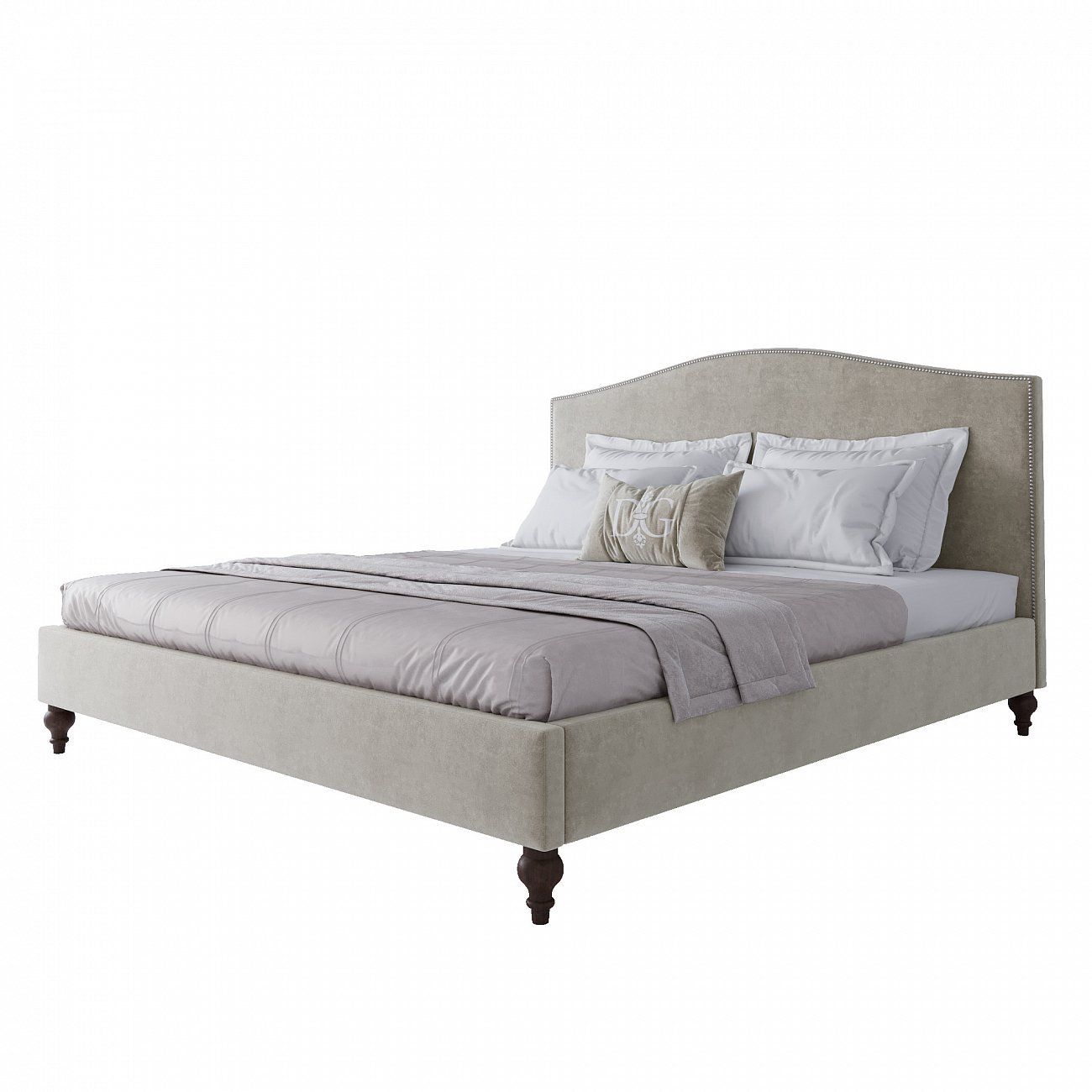Double bed 180x200 cm grey-beige Fleurie