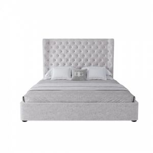 Henbord double bed with upholstered headboard 180x200 cm cream