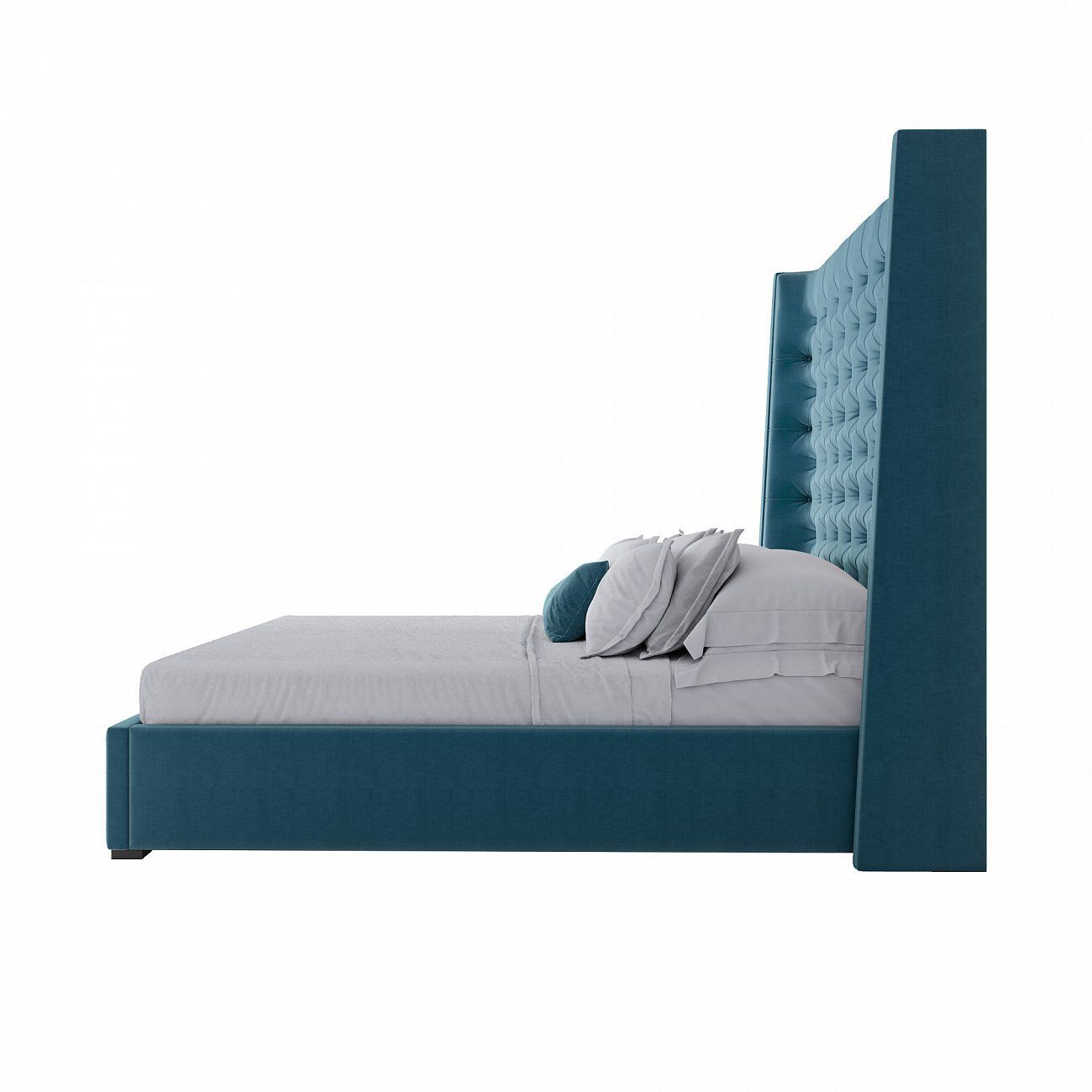 Double bed with upholstered headboard 160x200 cm turquoise Jackie King